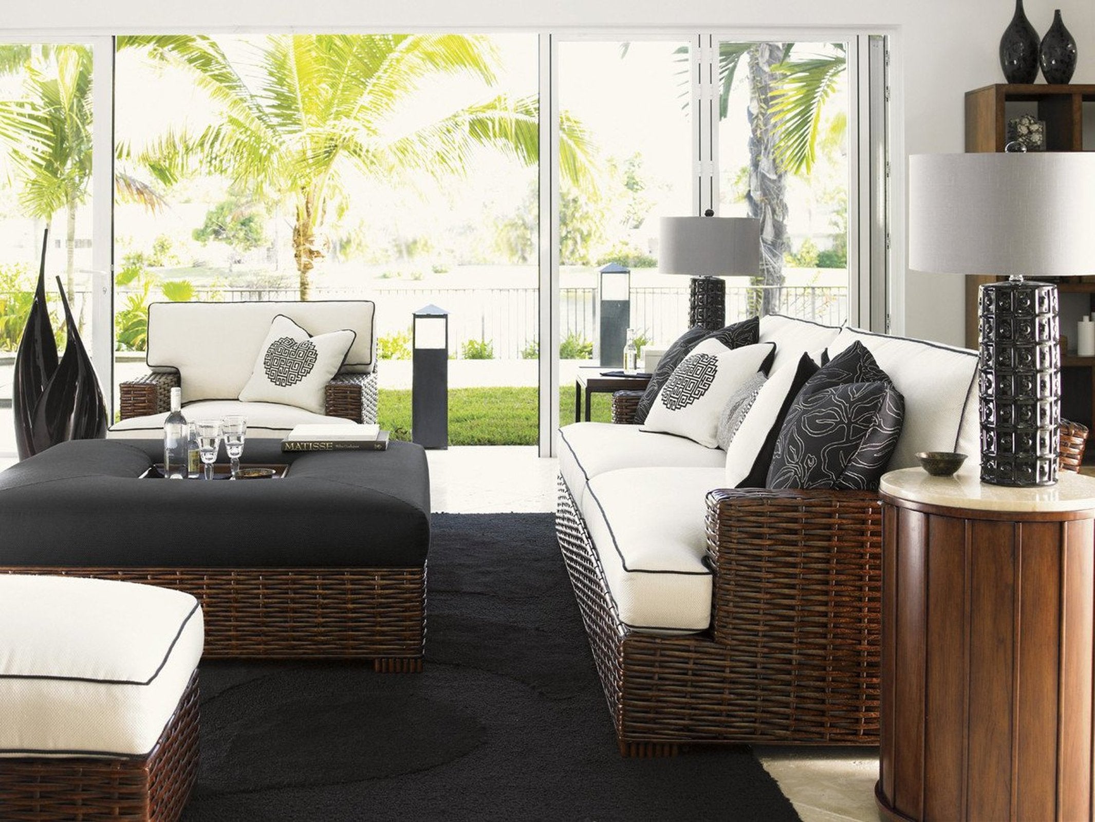 Tommy Bahama Home Ocean Club Fiji Drum Table With Stone Top