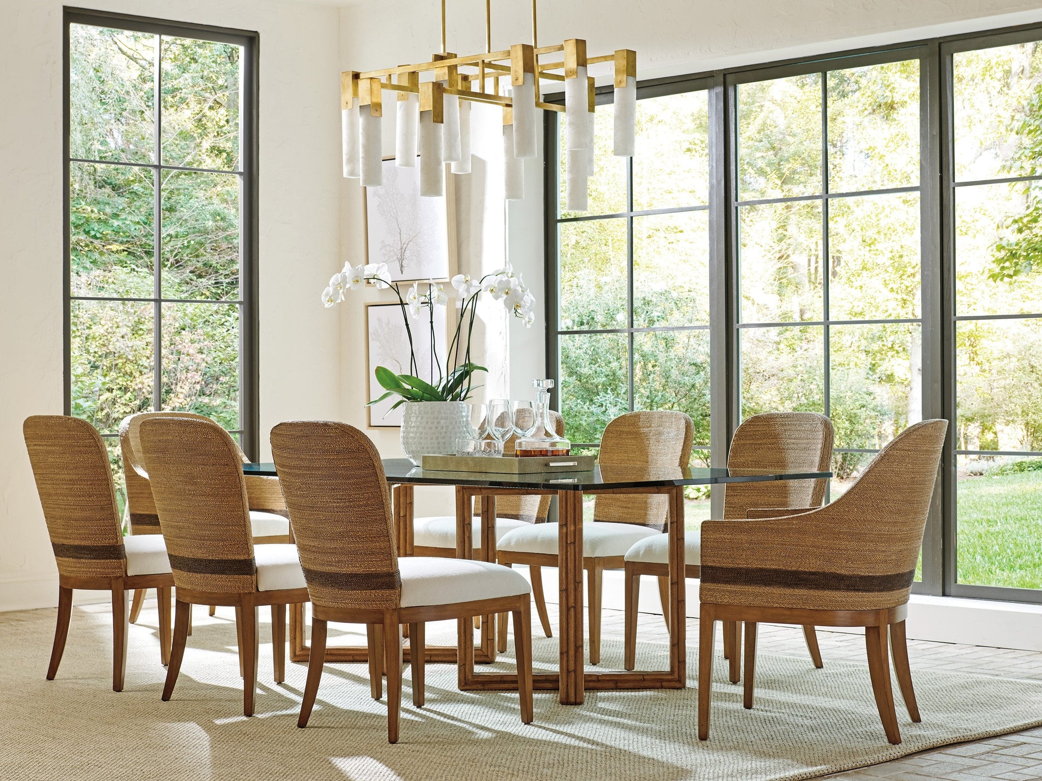 Tommy Bahama Home Palm Desert Sheridan Glass Top Rectangular Dining Table