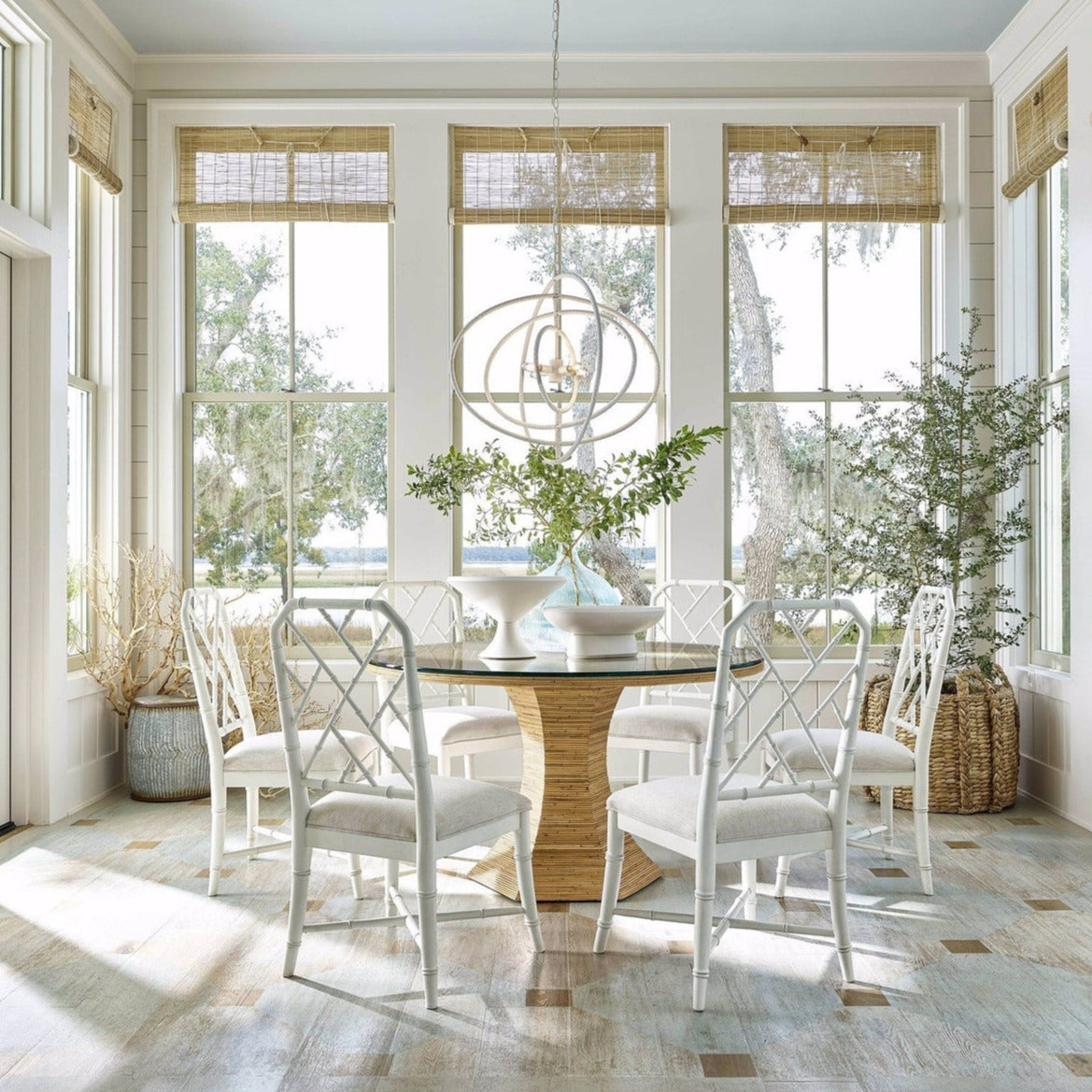 Universal Furniture Getaway Nantucket Round Dining Table with Glass Top