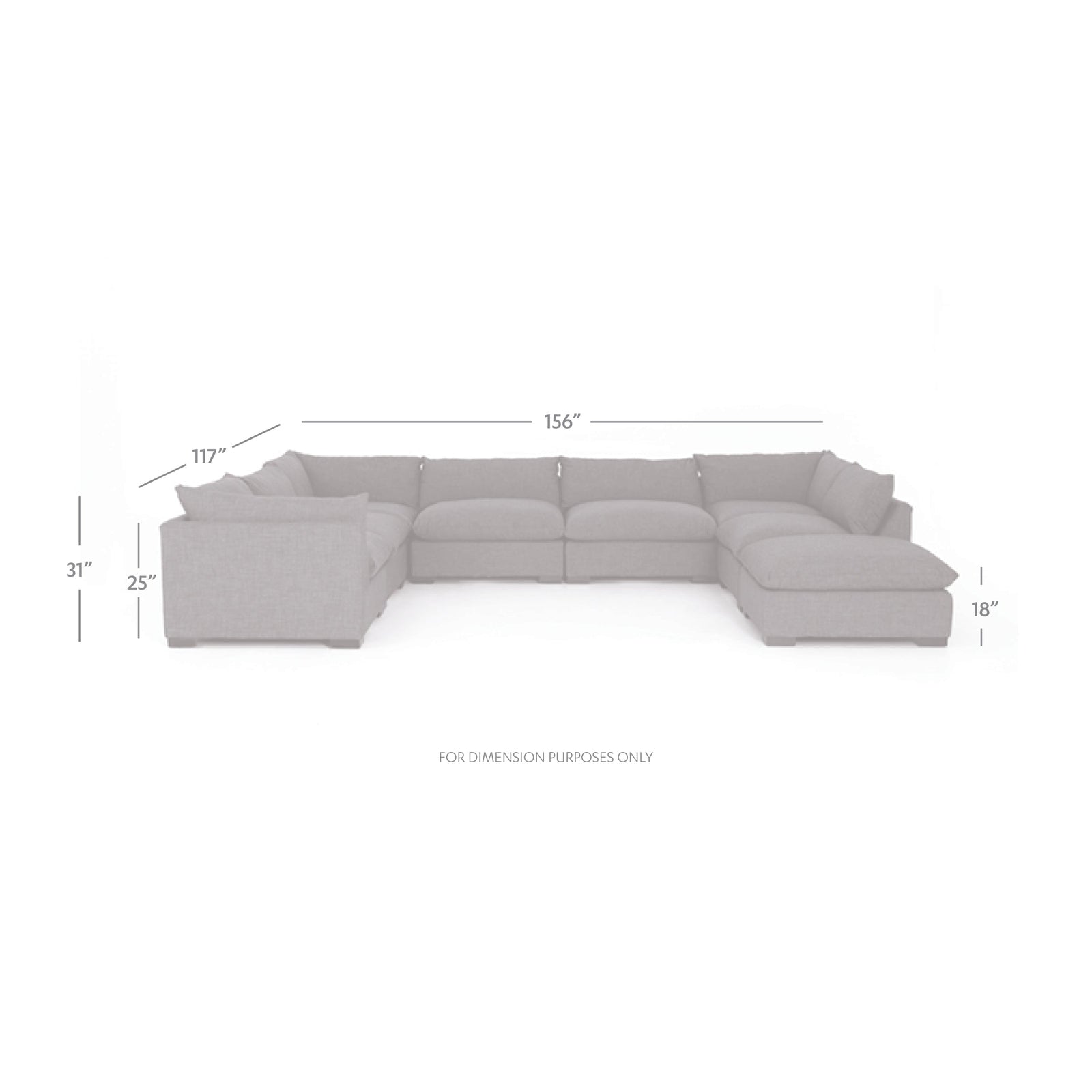 Four Hands Westwood 7 PC Sectional with Ottoman