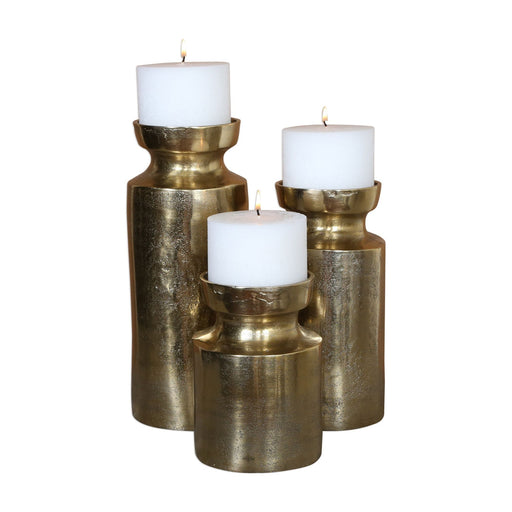 Uttermost Amina Antique Brass Candleholders - Set of 3