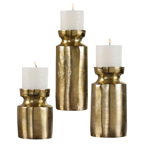 Uttermost Amina Antique Brass Candleholders - Set of 3