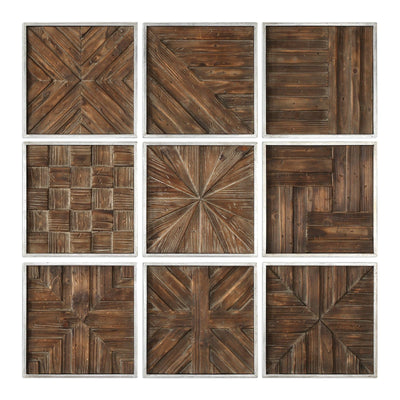 Uttermost Bryndle Rustic Wooden Squares - Set of 9