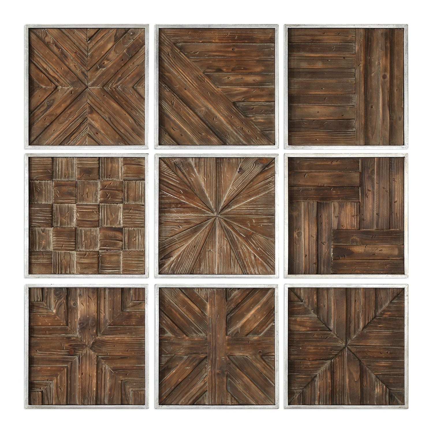 Uttermost Bryndle Rustic Wooden Squares - Set of 9