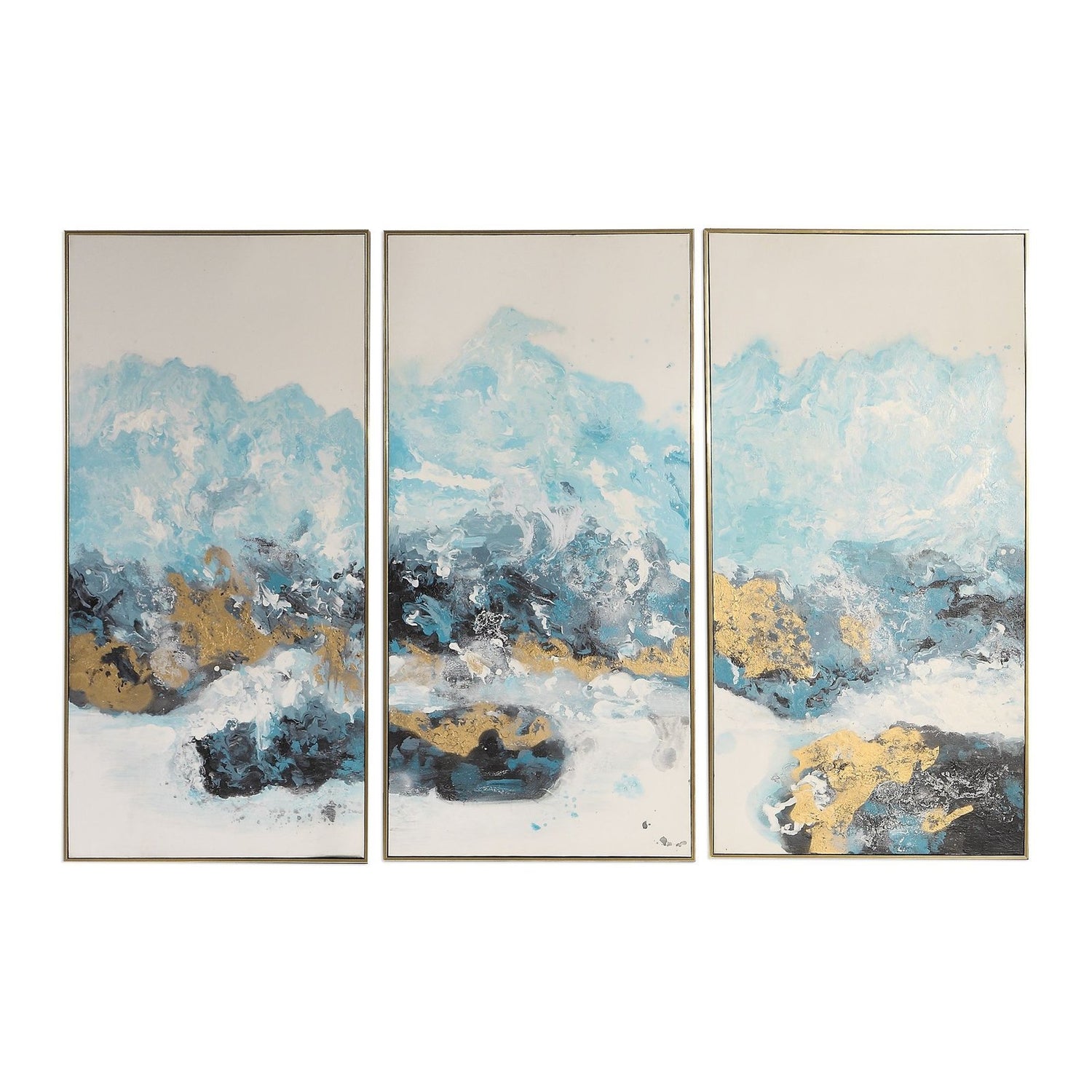 Uttermost Crashing Waves Abstract Art - Set of 3