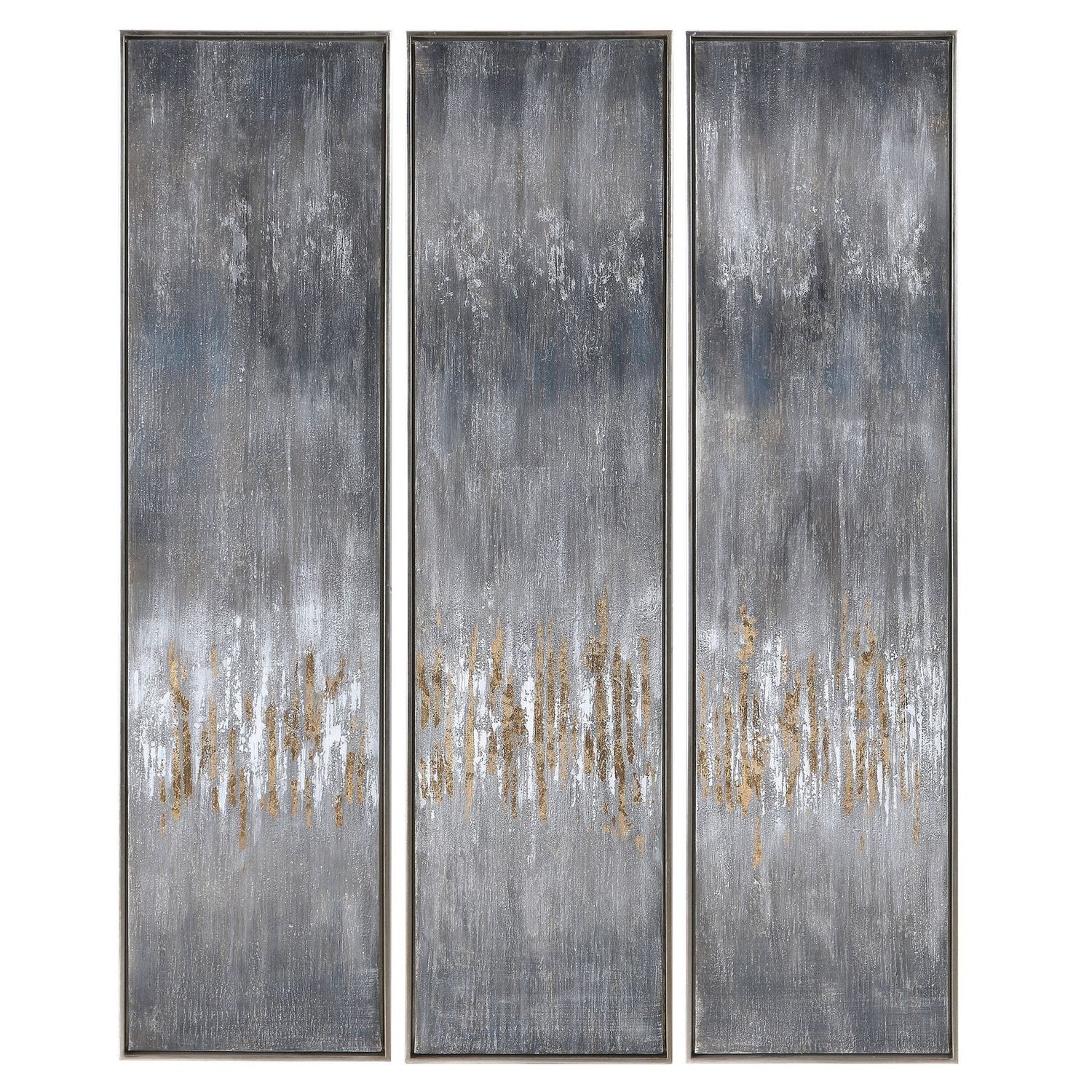 Uttermost Gray Showers Hand Painted Canvases - Set of 3