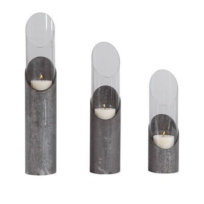 Uttermost Karter Iron & Glass Candleholders - Set of 3