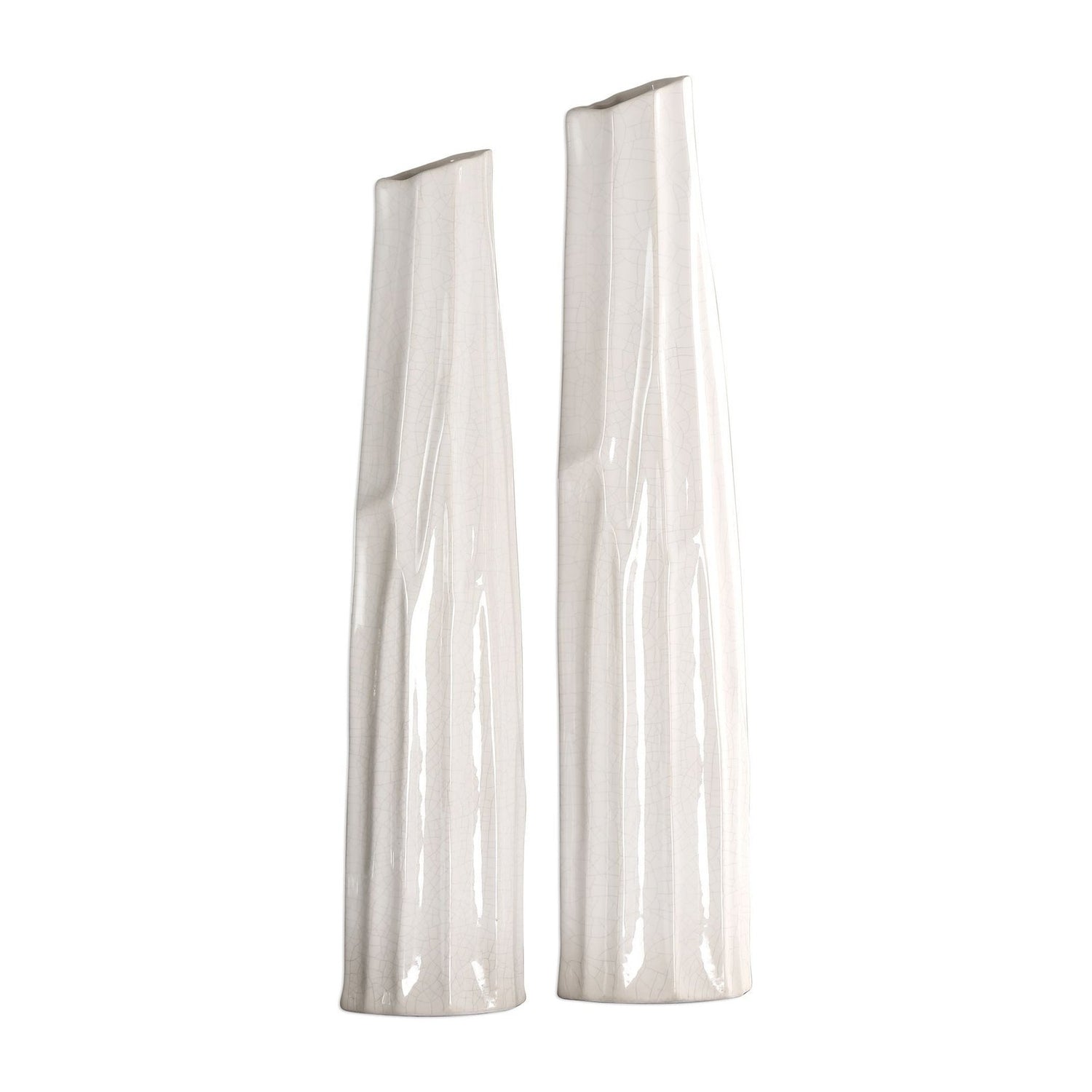 Uttermost Kenley Crackled White Vases - Set of 2