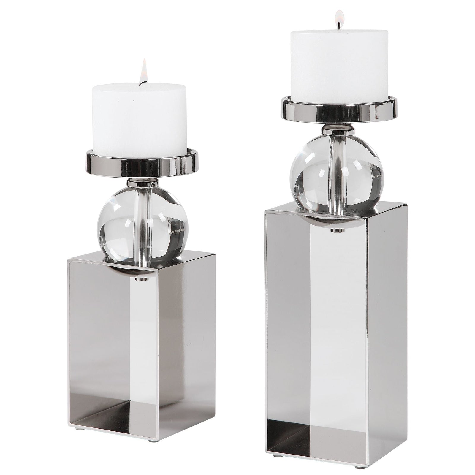 Uttermost Lucian Nickel Candleholders - Set of 2