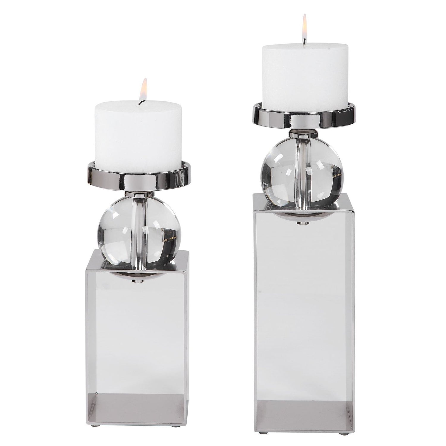 Uttermost Lucian Nickel Candleholders - Set of 2