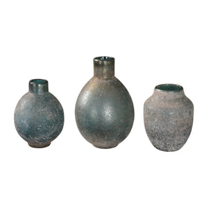 Uttermost Mercede Weathered Blue-Green Vases - Set of 3