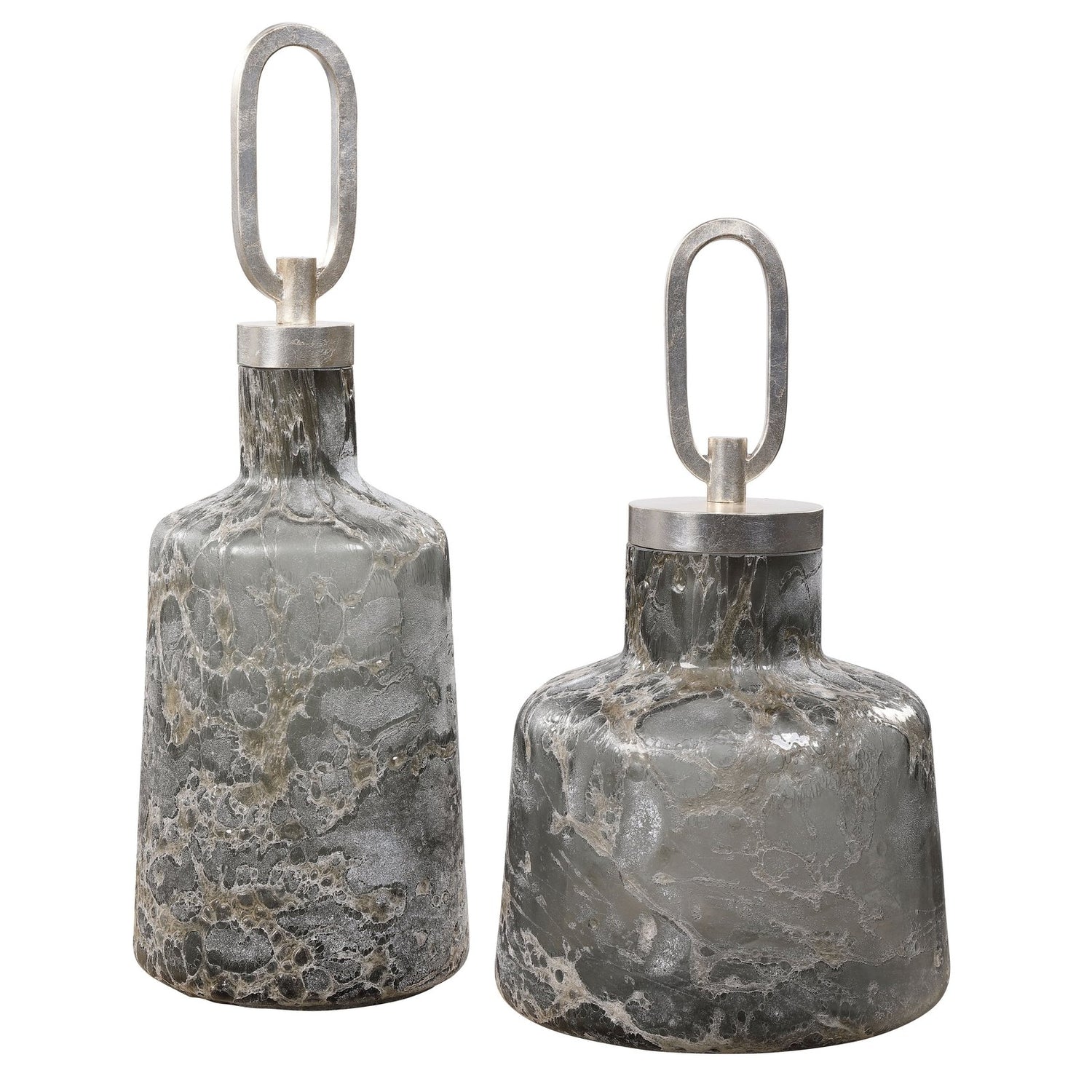 Uttermost Storm Art Glass Bottles - Set of 2