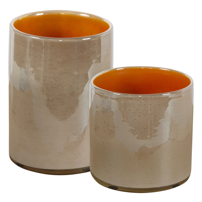 Uttermost Tangelo Beige Orange Vases - Set of 2