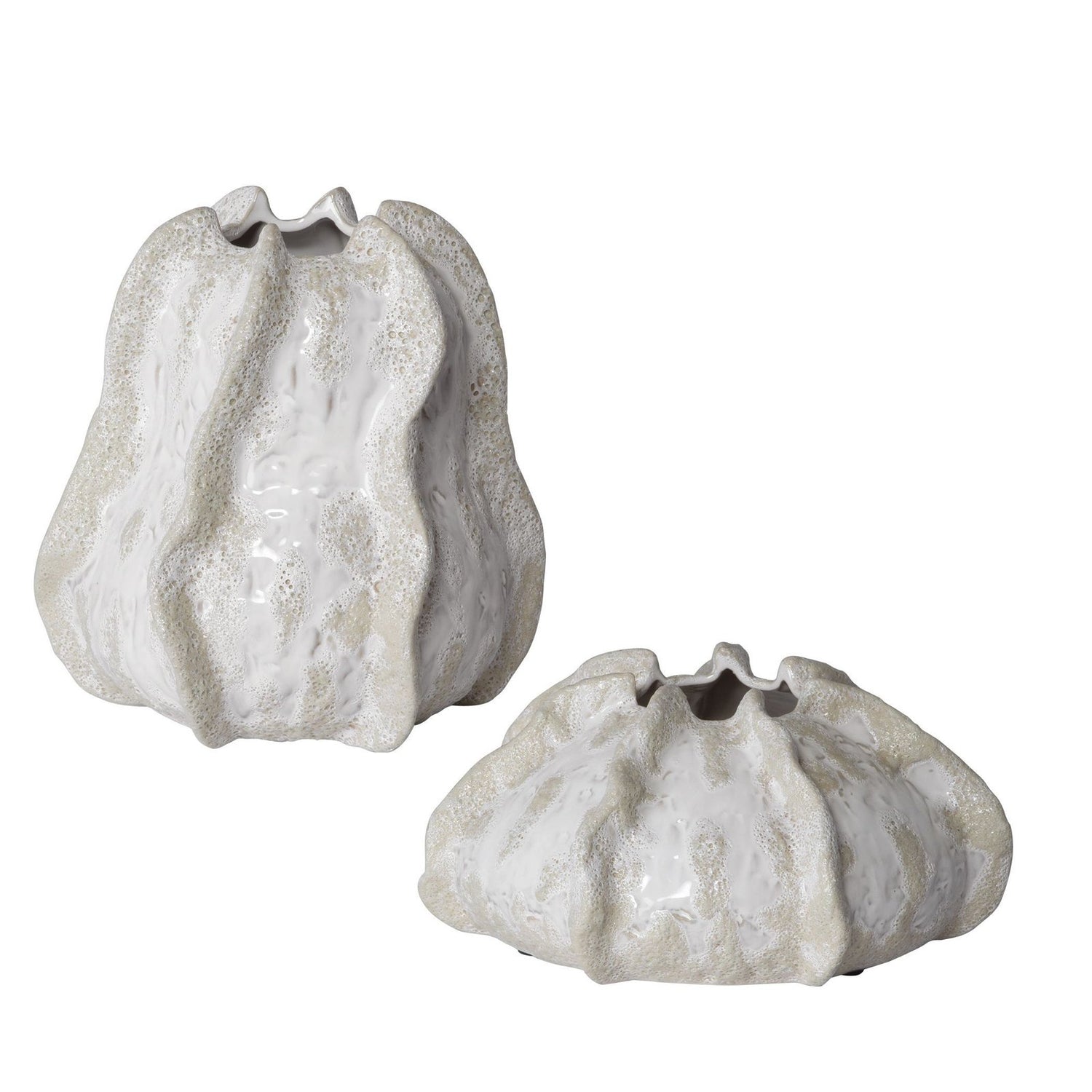 Uttermost Urchin Textured Ivory Vases - Set of 2