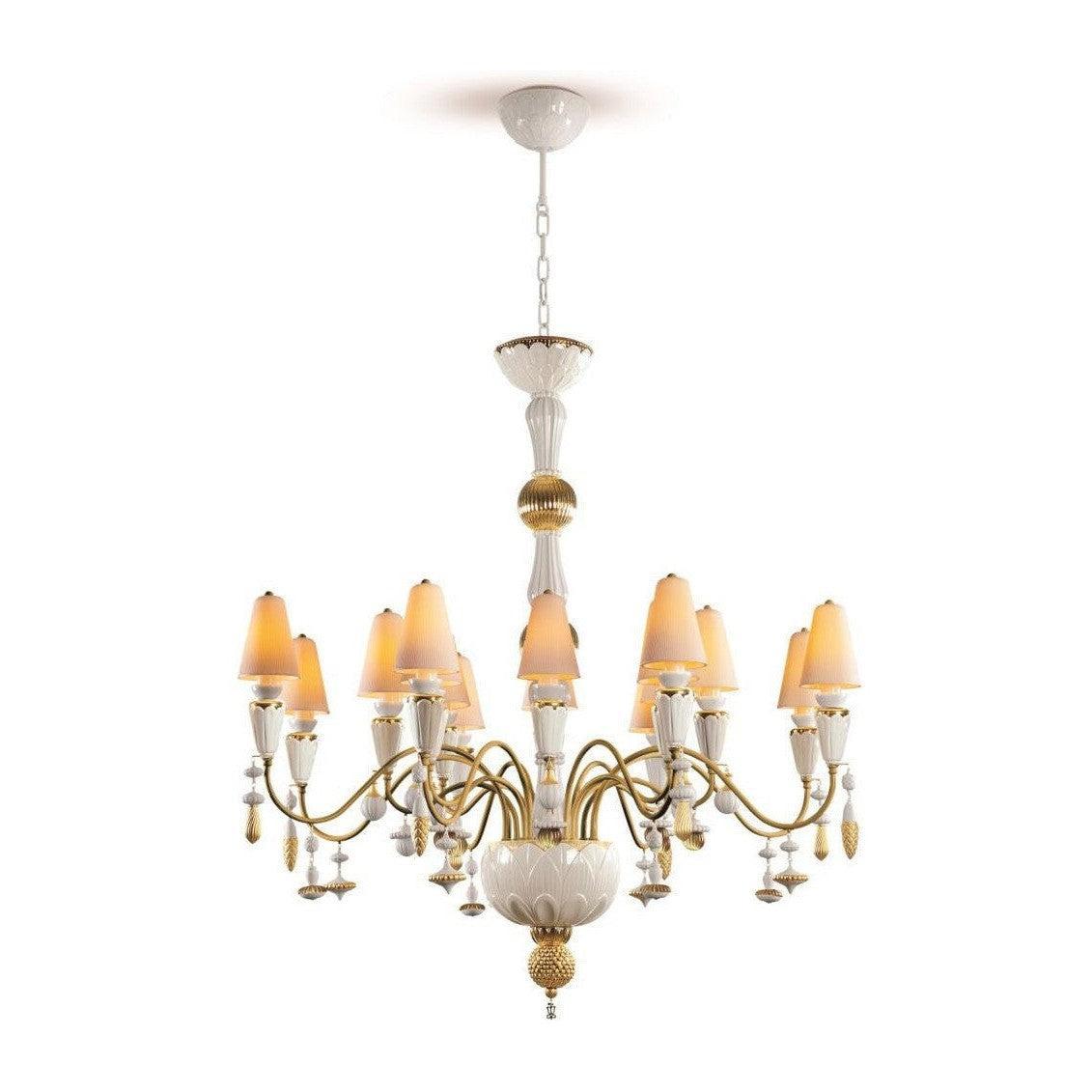 Lladro Ivy and Seed 16 Lights Chandelier Flat Model US