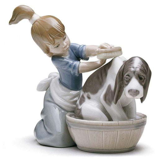 Lladro Bashful Bather Dog Figurine