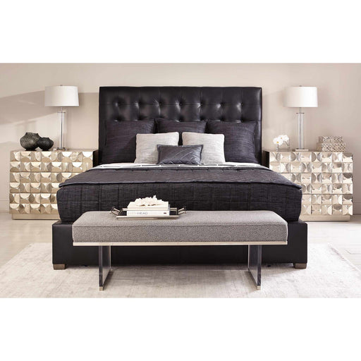 Bernhardt Interiors Avery Leather Button-Tufted Bed 66"