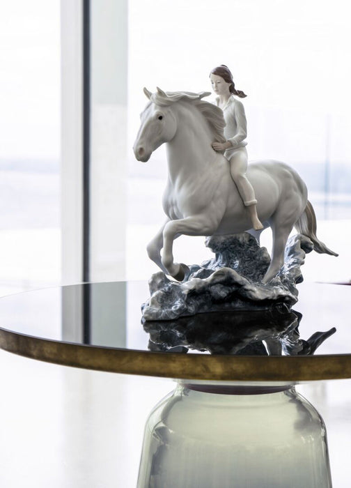 Lladro Riding her horse on the seashore Horse & Woman Figurine