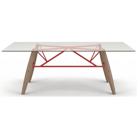 Huppe Connection Glass Top Dining Table with White Oak Legs