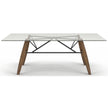 Huppe Connection Glass Top Dining Table with Walnut Legs