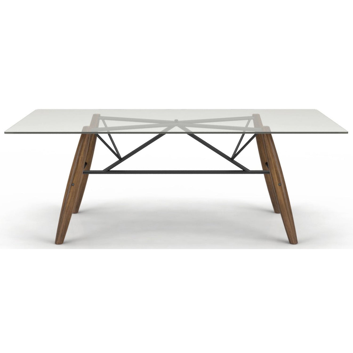 Huppe Connection Glass Top Dining Table with Walnut Legs