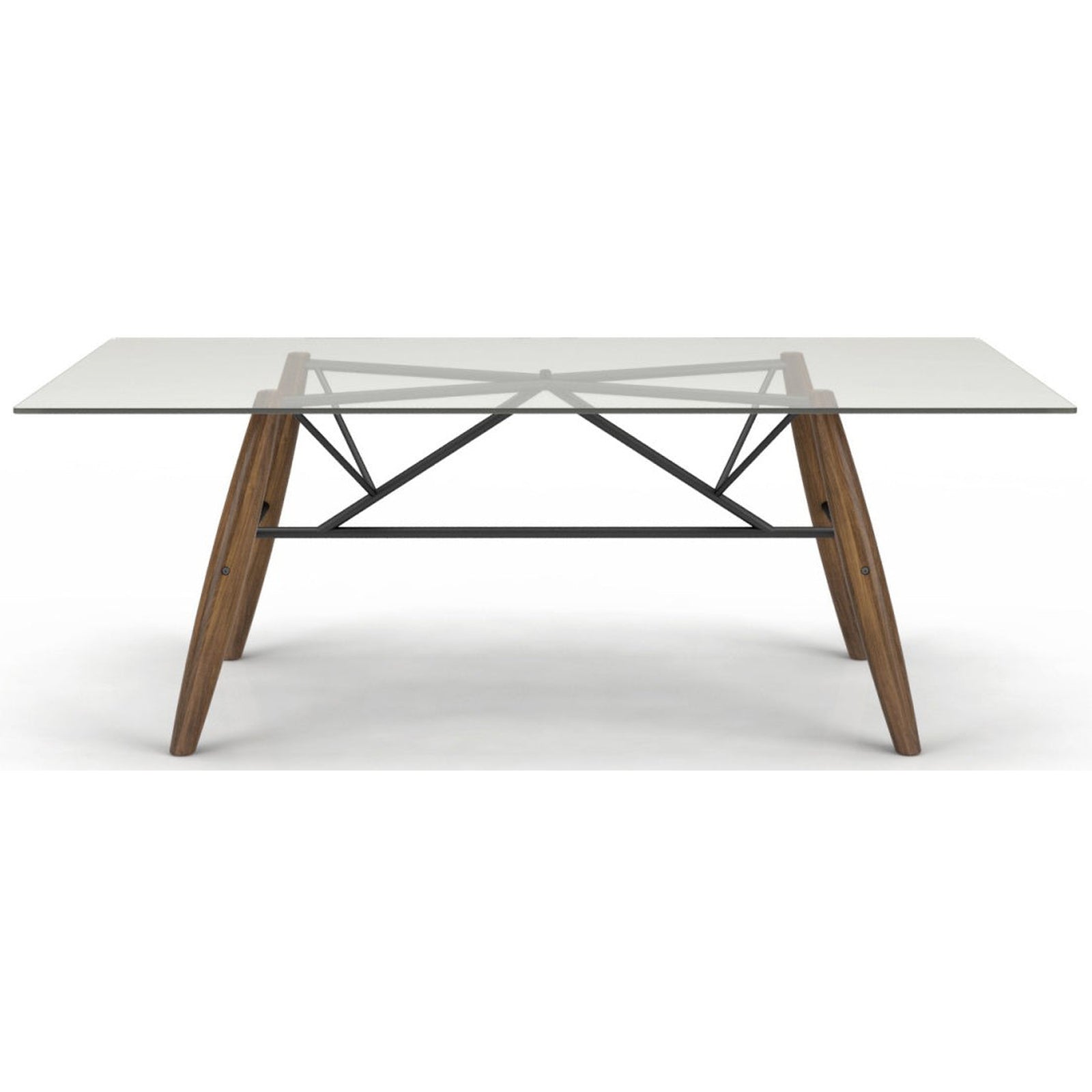 Huppe Connection Glass Top Dining Table with Walnut Legs