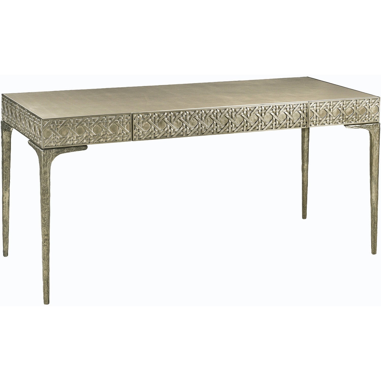 Jonathan Charles Cnoidal Cane Carved Metal Desk