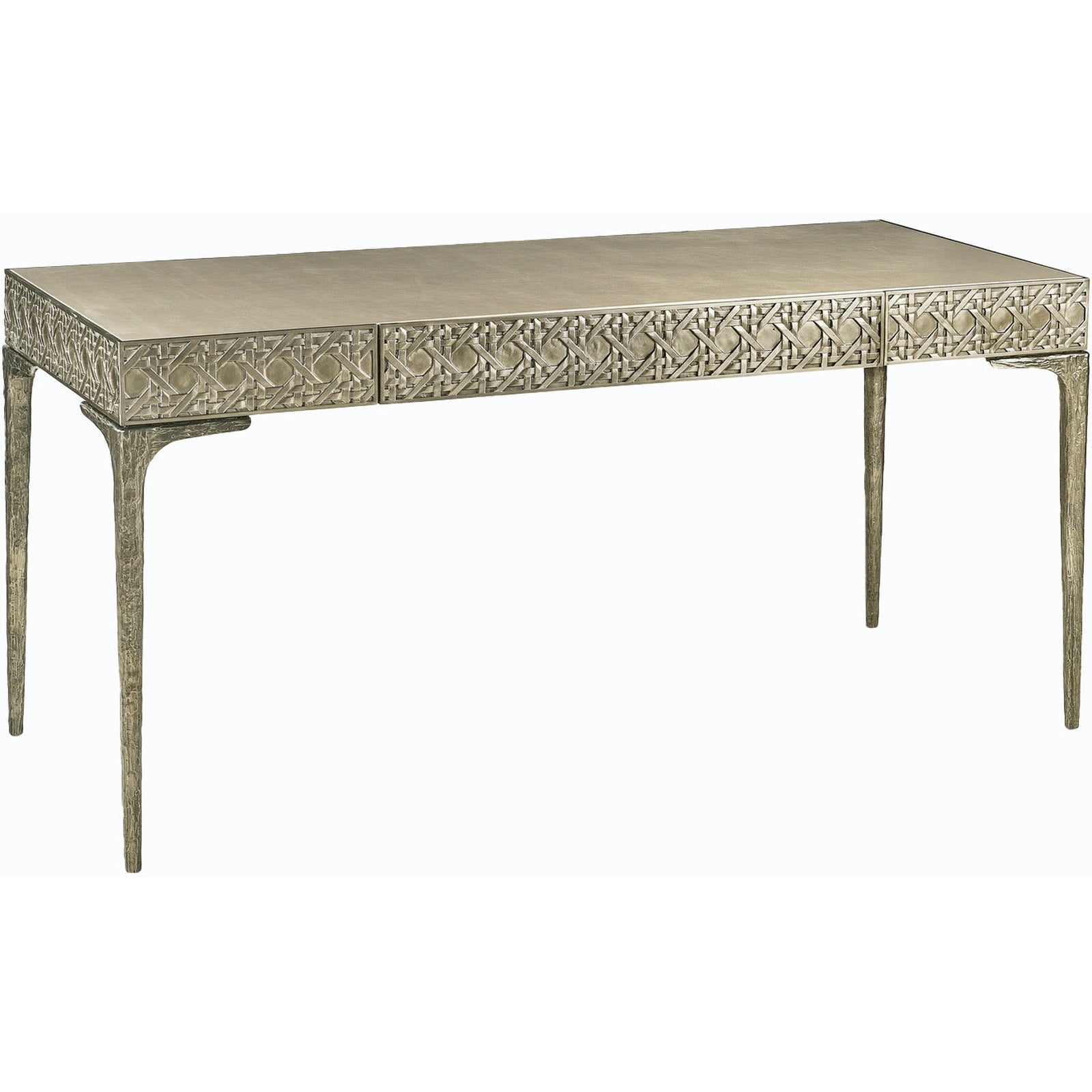 Jonathan Charles Cnoidal Cane Carved Metal Desk