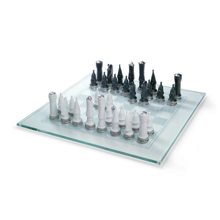 Lladro Chess Set Silver Lustre