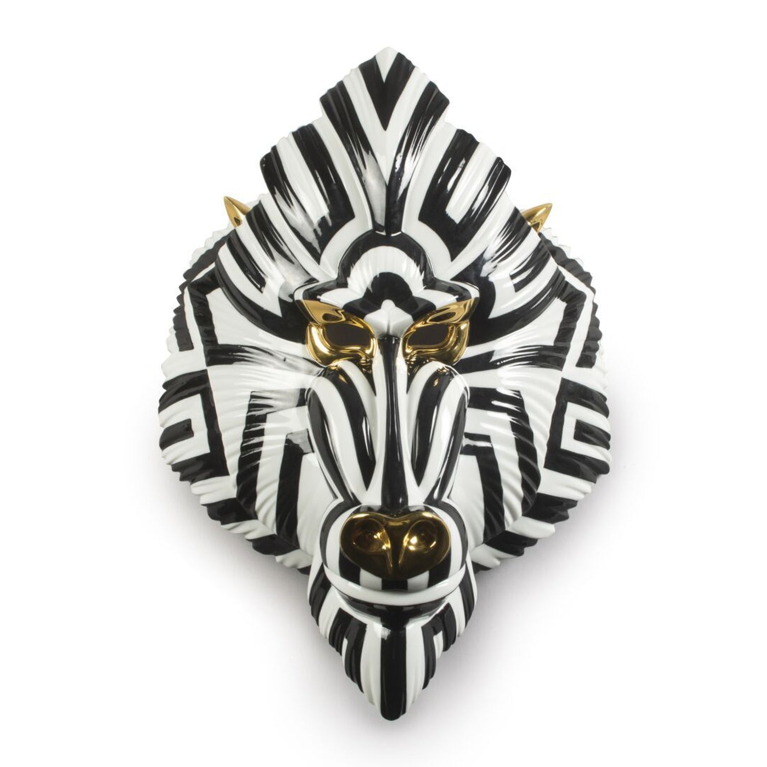 Lladro Mandrill Mask Black and Gold