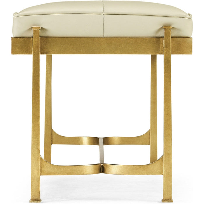 Jonathan Charles Luxe Gilded Iron & Cream Leather Bench