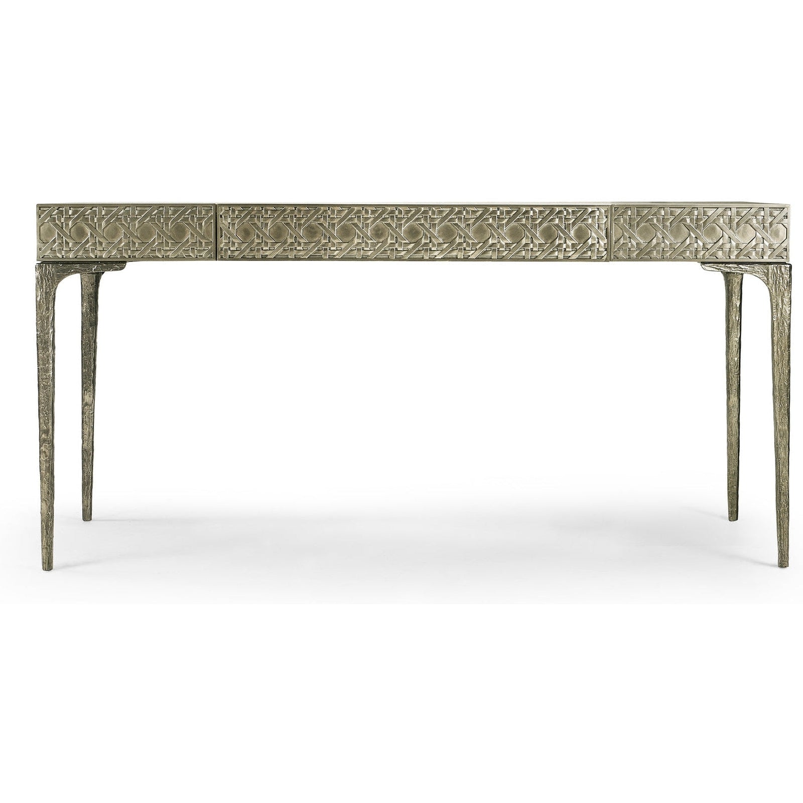 Jonathan Charles Cnoidal Cane Carved Metal Desk