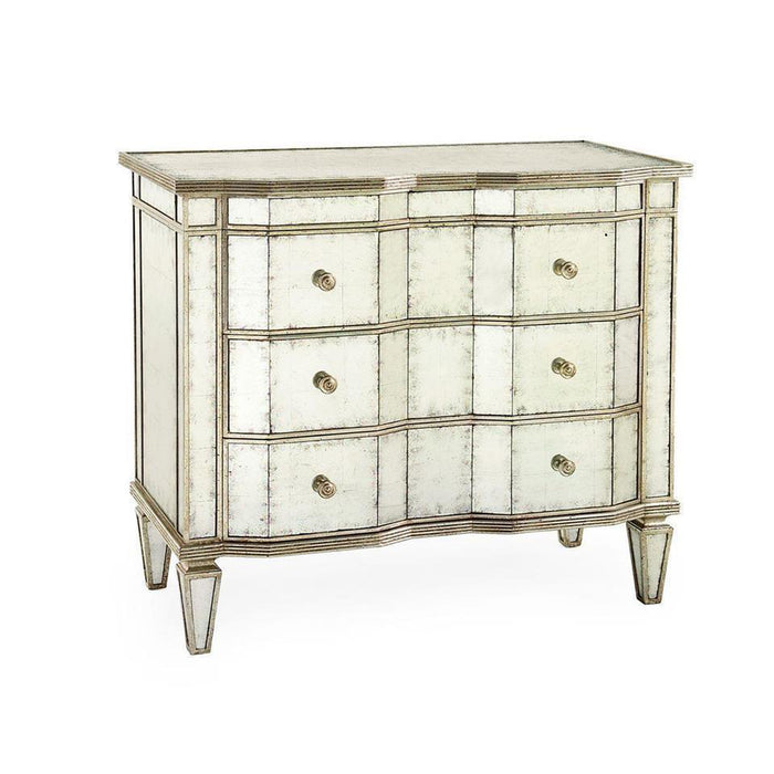 John Richard Eglomise Three-Drawer Chest With Silver-Leaf Molding