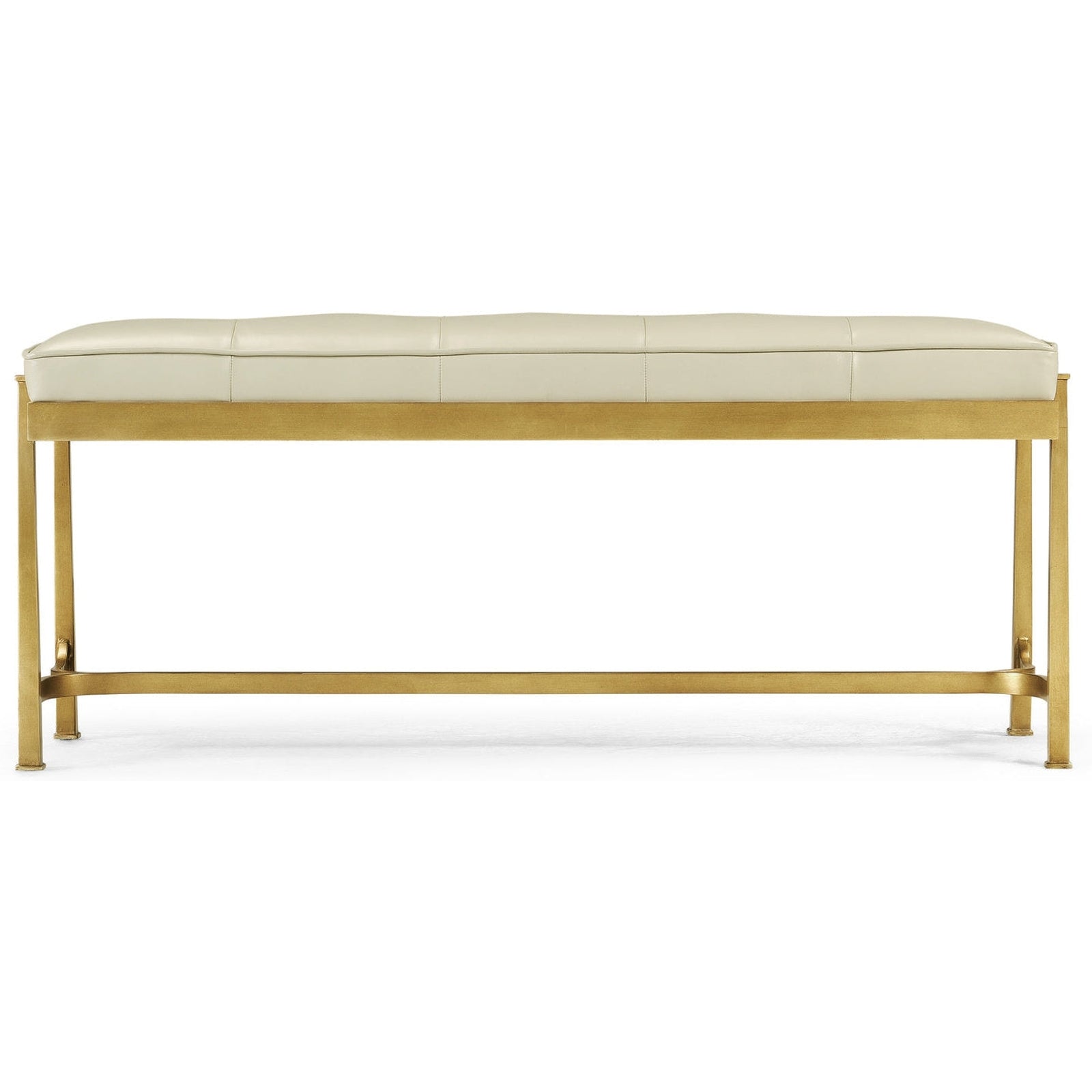 Jonathan Charles Luxe Gilded Iron & Cream Leather Bench