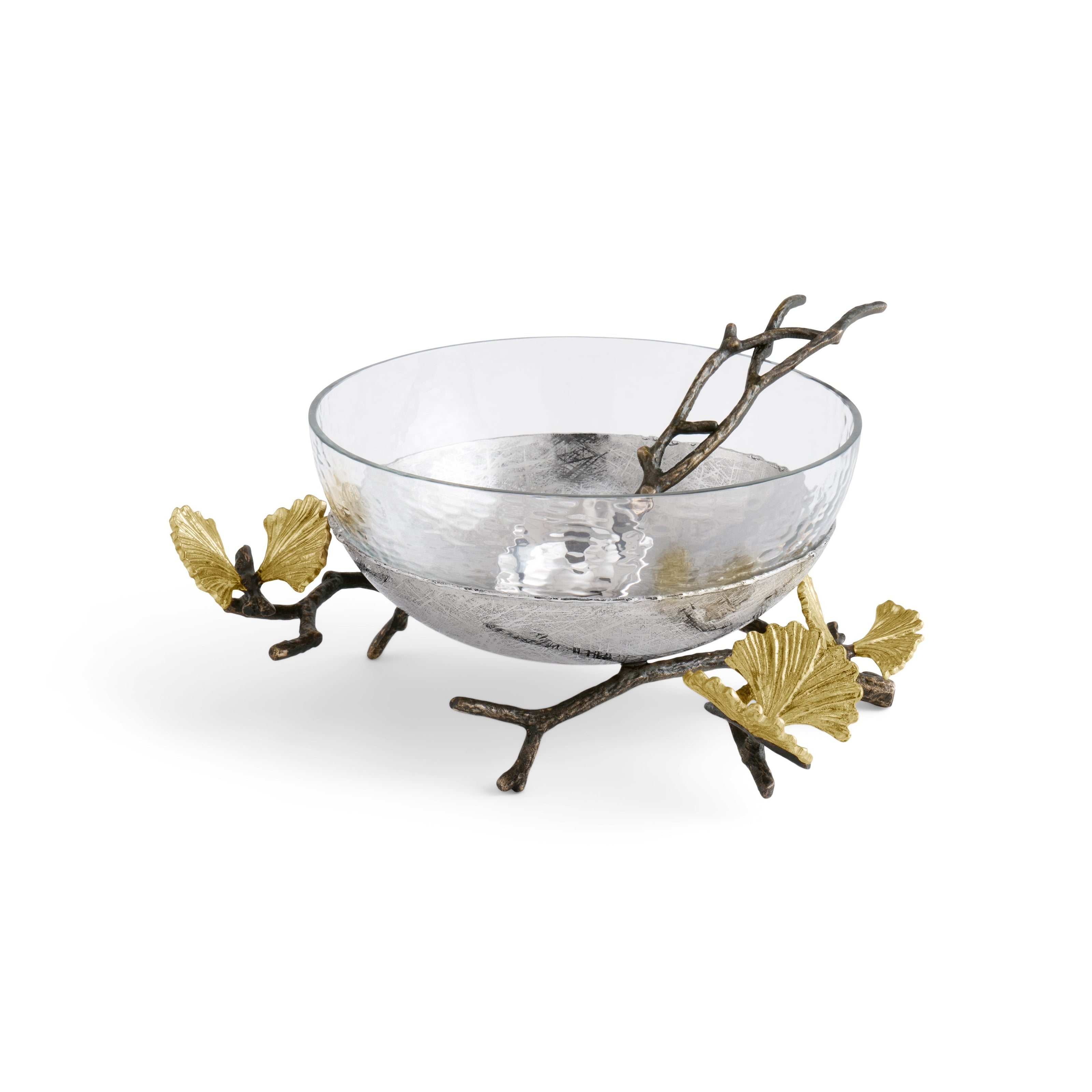 Michael Aram Butterfly Ginkgo Glass Nut Dish with Spoon