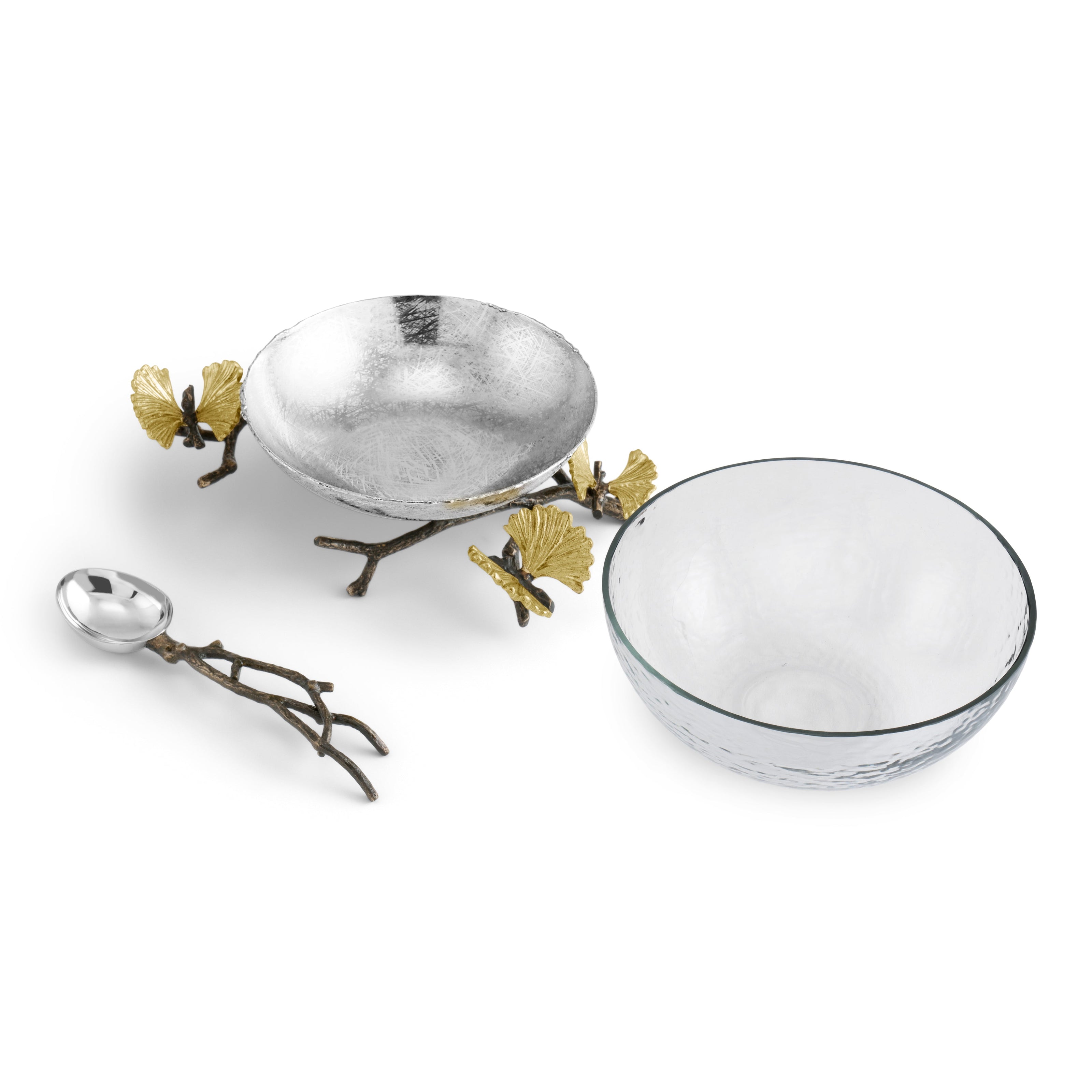 Michael Aram Butterfly Ginkgo Glass Nut Dish with Spoon