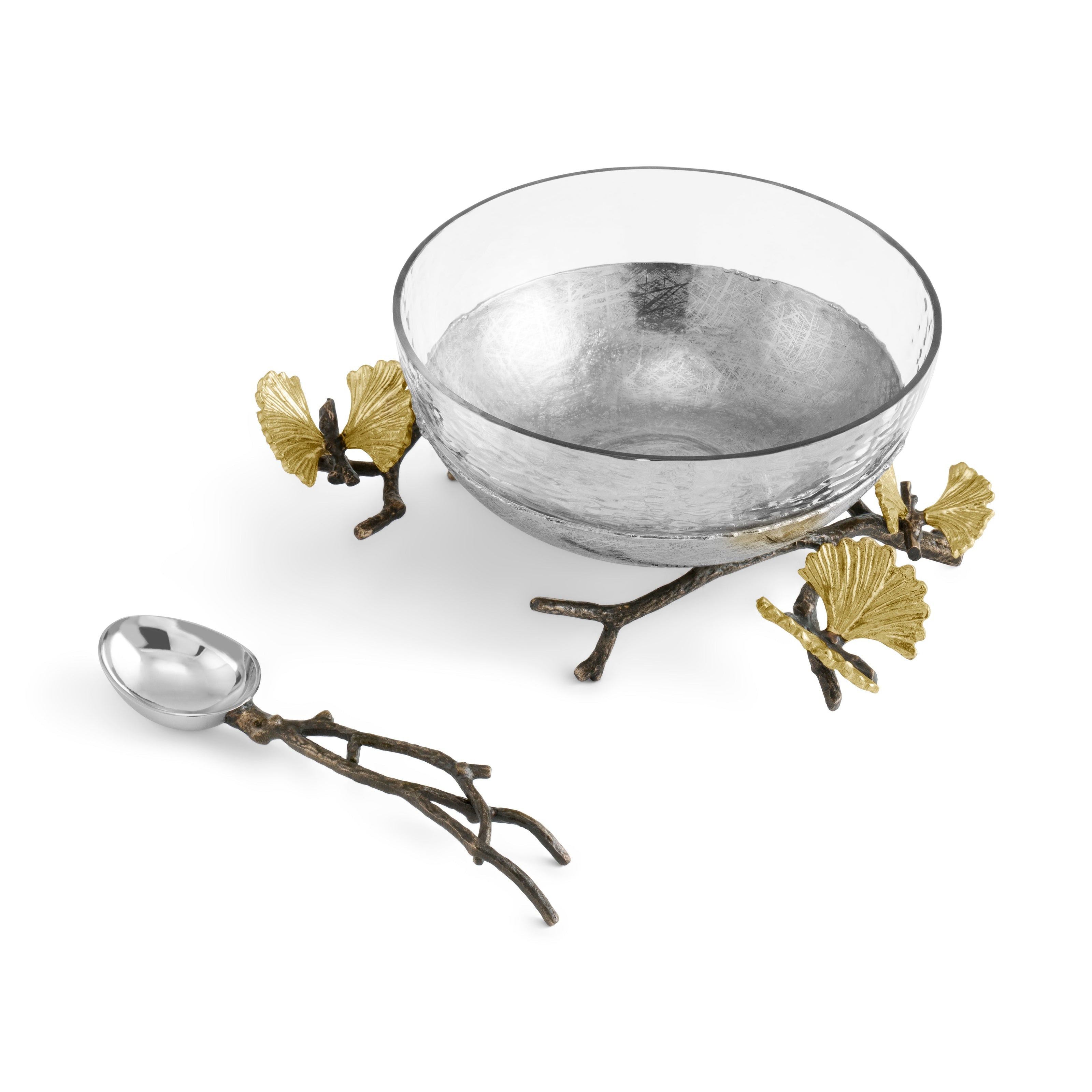 Michael Aram Butterfly Ginkgo Glass Nut Dish with Spoon