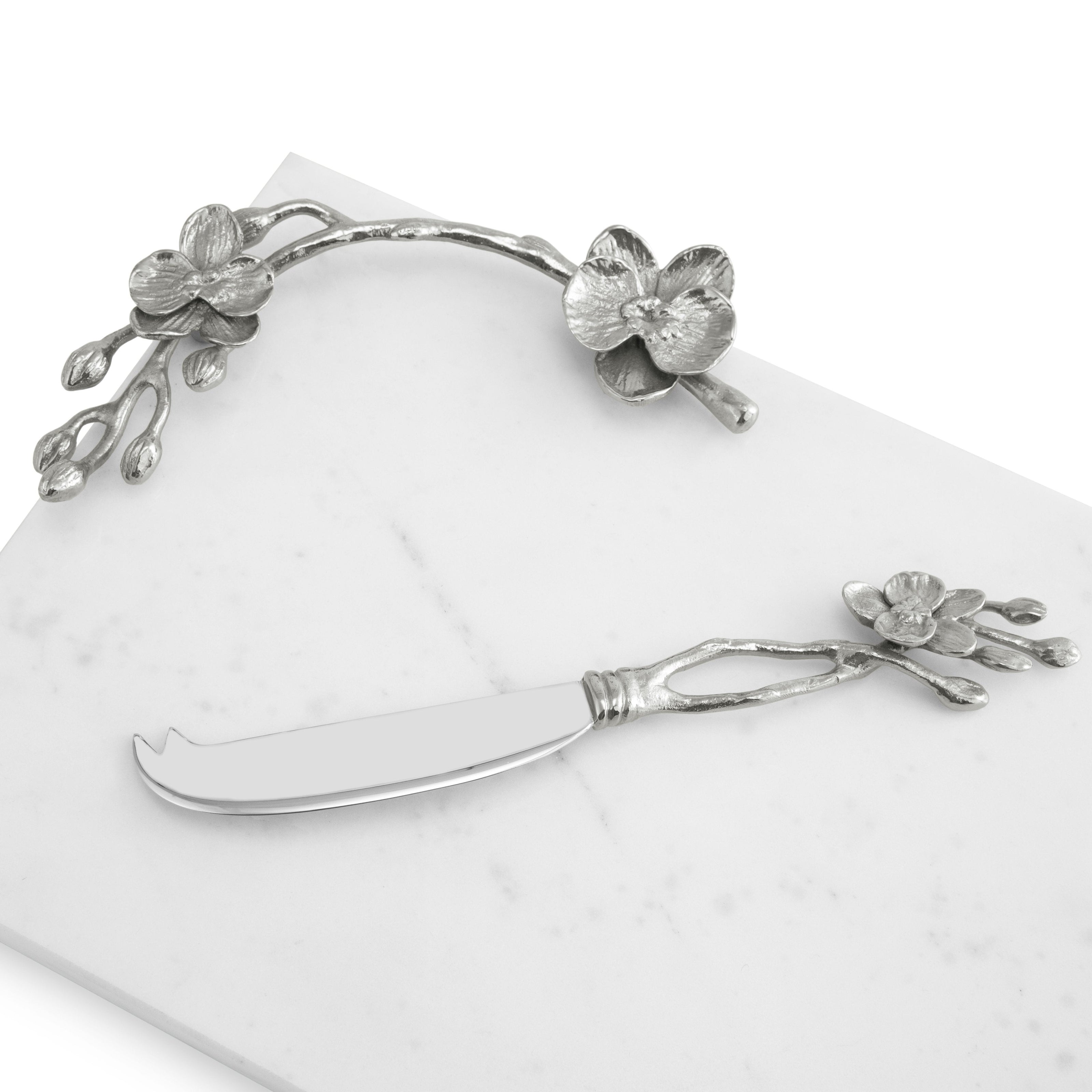 Michael Aram White Orchid Small Cheese Board With Knife