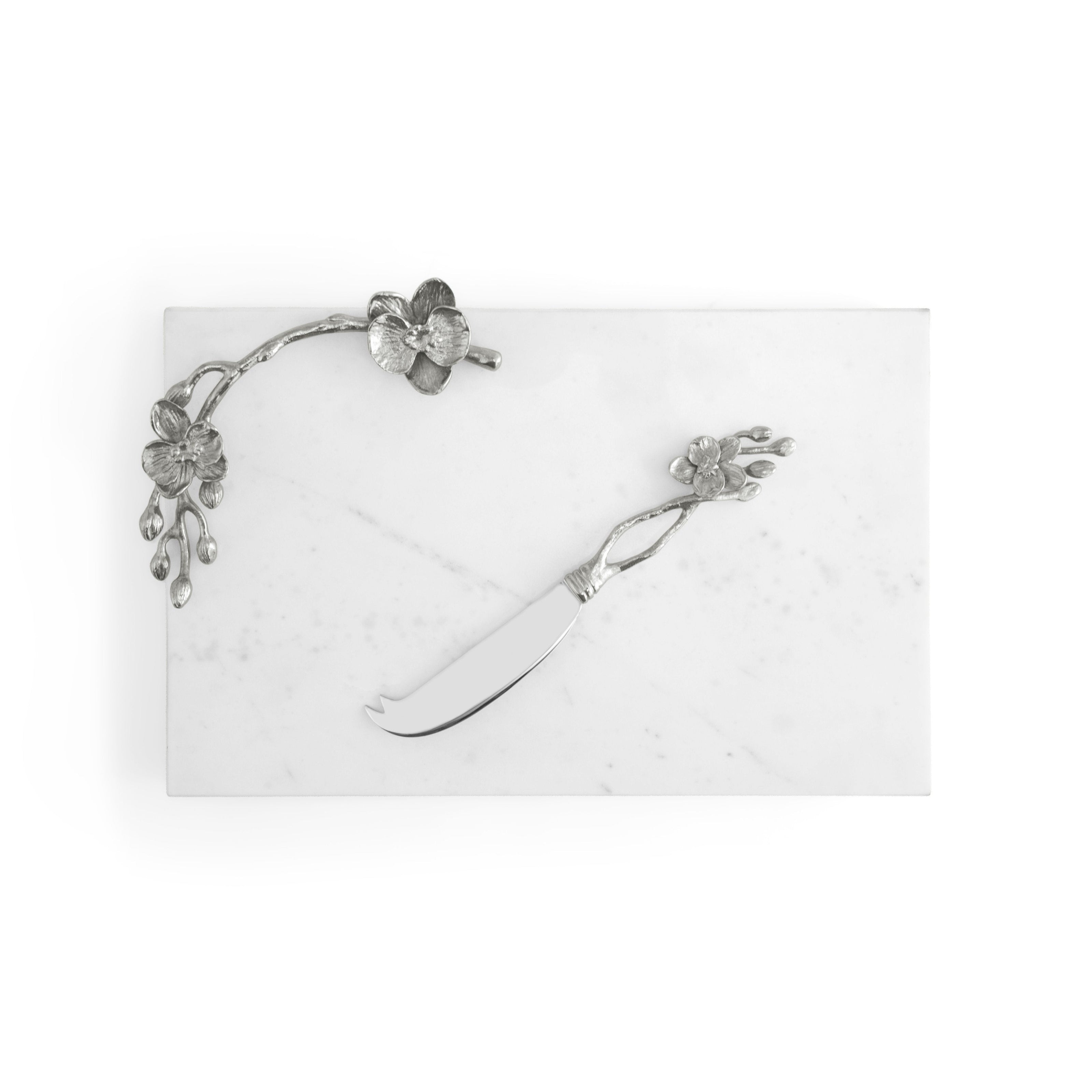 Michael Aram White Orchid Small Cheese Board With Knife