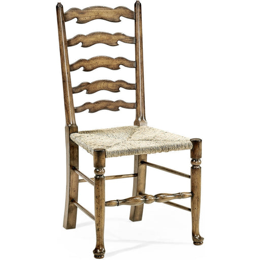 Jonathan Charles Country Ladderback Medium Driftwood Dining Side Chair with Rushed Seat