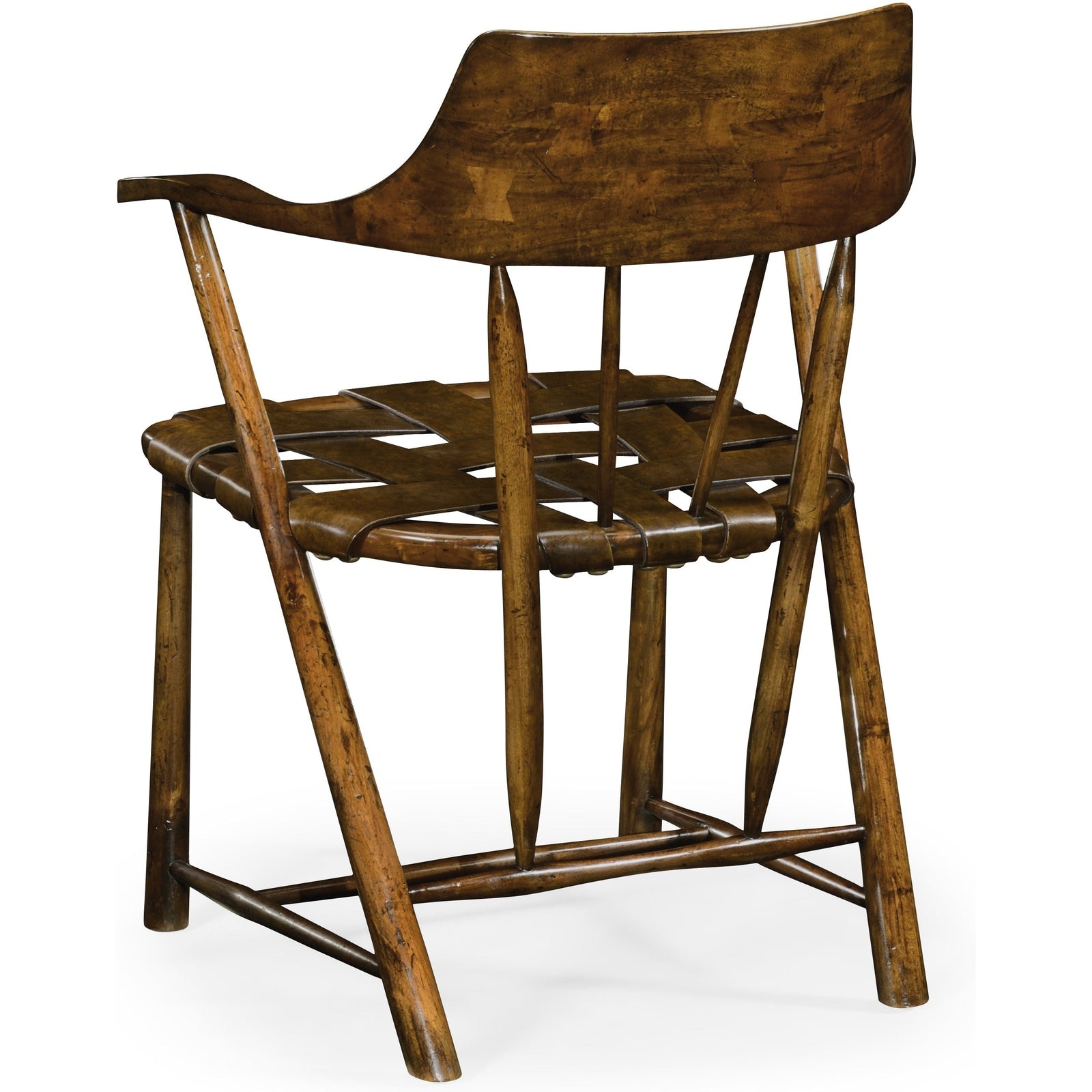 Jonathan Charles Curated Walnut Smokers Armchair with Leather Seat