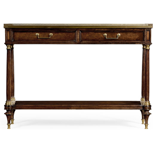 Jonathan Charles Brompton French Style Mahogany Console with Brass Gallery