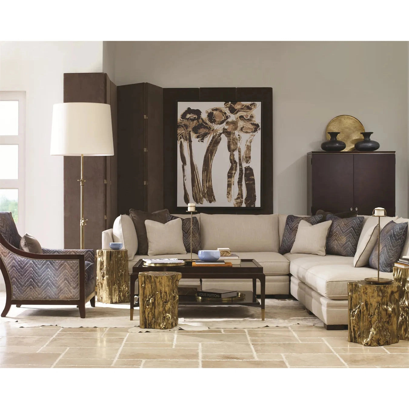 Century Furniture Grand Tour Yew Small Brass Side Table