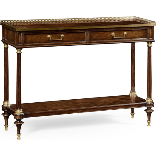 Jonathan Charles Brompton French Style Mahogany Console with Brass Gallery